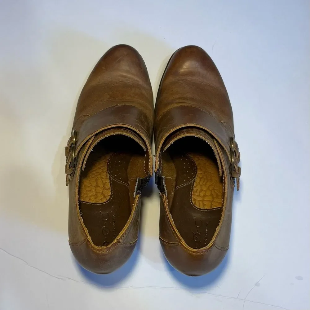 Born Women's Brown Leather Ankle Booties with Buckles
